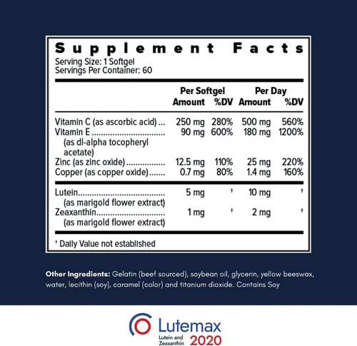 Vista 2 de AREDS2 Suplemento mineral a base de vitaminas para los ojos (120 unidades de suministro para 60 días) - Suplemento a base de AREDS2 para ojos