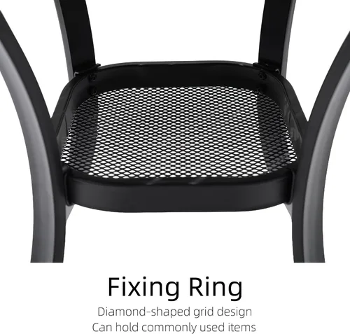 Vista 5 de Anmutig Mesa de patio pequeña cuadrada de 27.5 pulgadas con resistente a la intemperie para comedor al aire libre, color negro