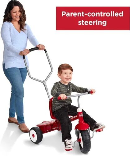 Vista 5 de Radio Flyer Deluxe Steer & Stroll Trike, Sencillo, rojo, Rojo