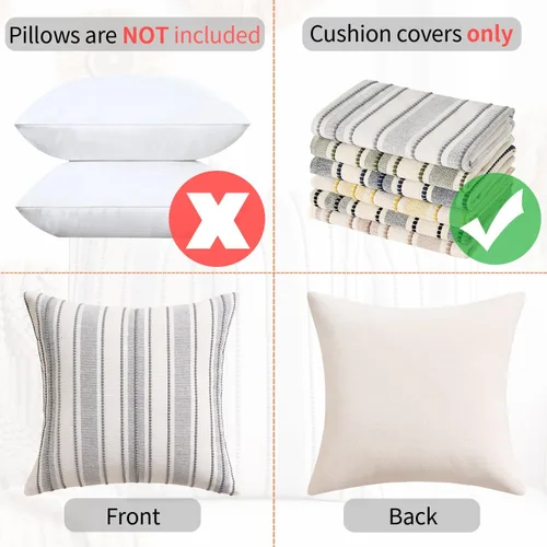 Vista 5 de Juego de 2 fundas de almohada bohemias de 20 x 20 pulgadas con patrón de granja con textura, fundas de almohada decorativas para sofá, dormitorio