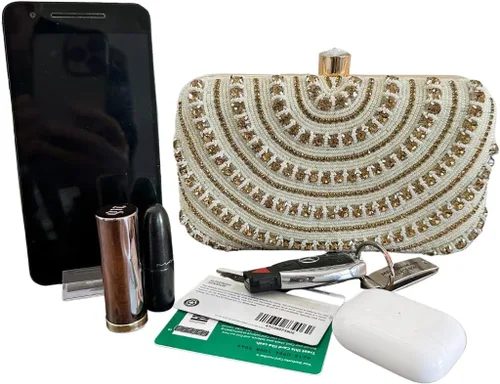 Vista 5 de Bolso cruzado de cristal de la caja, bolso de noche para fiestas y bodas, bolso nupcial de perlas de diamantes de imitación