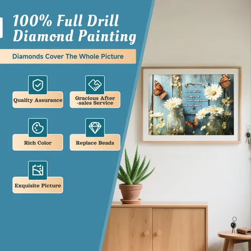 Vista 9 de MBYAUYN Kits de arte de diamantes para adultos, flores, pinturas de puntos de diamante de taladro completo, pinturas artísticas y manualidades