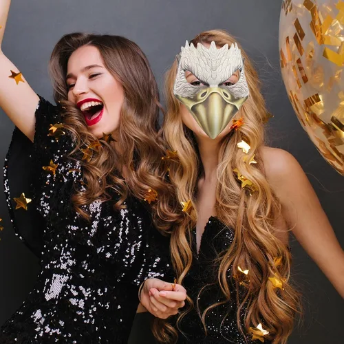 Vista 6 de NUOBESTY Máscara de media cara de águila para disfraz de mascarada, fiesta de cosplay