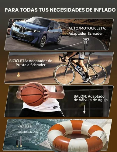 Vista 8 de AstroAI Compresor de aire portátil e inflador de neumáticos, accesorio automático de 12 V CC con luz LED y pantalla digital, 100 PSI para automóvil
