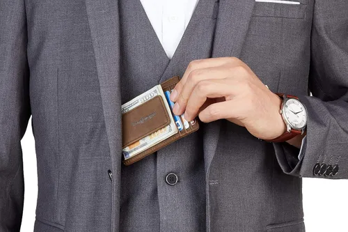 Vista 5 de Toughergun - Monedero de piel auténtica para hombre