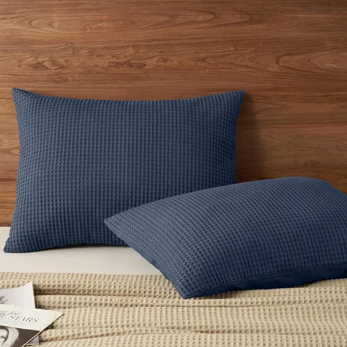 Vista 14 de PHF Funda de almohada 100% algodón con tejido de gofre, 22 x 22 pulgadas, sin relleno, paquete de 2 elegantes fundas de almohada cuadradas