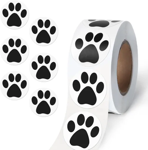 Vista 8 de 500 calcomanías coloridas con estampado de patas, calcomanías autoadhesivas de pata de perro de 1 pulgada 6 Colors for Kids Crafts, Student