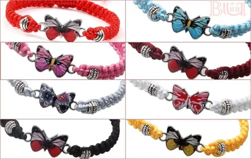 Vista 4 de Pulsera de mariposa para mujeres, adolescentes y niñas, delicada y bonita, pulsera trenzada de mariposa, ajustable, regalo para mejores amigas