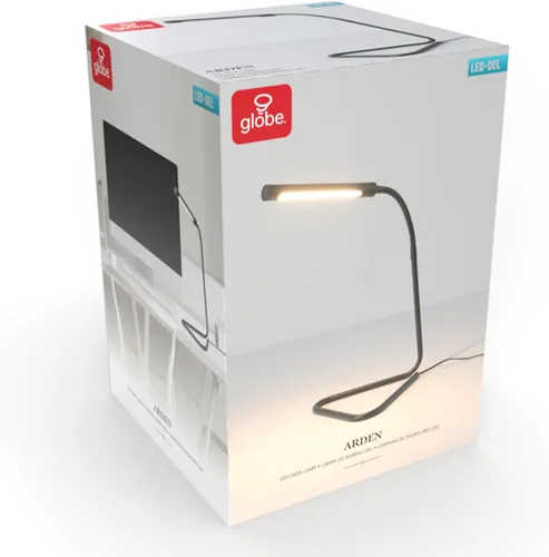 Vista 8 de GLOBE Electric 56060 Arden - Lámpara LED de escritorio integrada de 12", cuello de cisne ajustable, interruptor de encendido y apagado en línea