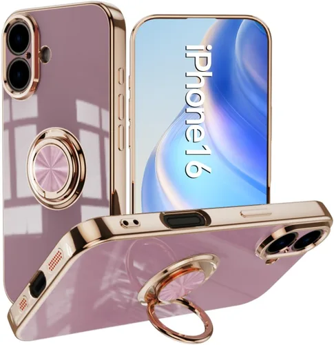 Vista 14 de Compatible con iPhone 11 Kickstand, anillo de rotación de 360 grados integrado con borde de oro rosa brillante que funciona con soporte magnético