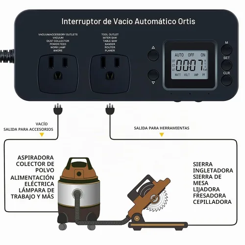 Vista 3 de Interruptor automático para aspiradoras para herramientas eléctricas, Ortis Control de Polvo Autoswitch Retrasa la Conexión/Desconexión