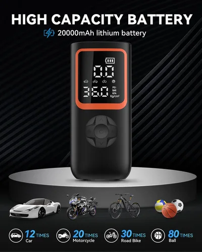 Vista 3 de KOLTGOO Compresor de aire portátil para inflado de neumáticos, bomba de aire inalámbrica de 150 PSI para neumáticos de automóvil con manómetro y luz