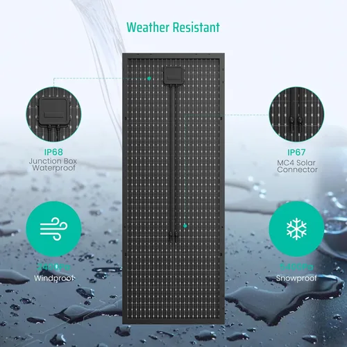 Vista 4 de Panel solar bifacial de 100 vatios, panel solar monocristalino de 12V 100W, módulo de alta eficiencia, tecnología monocristalina, funciona