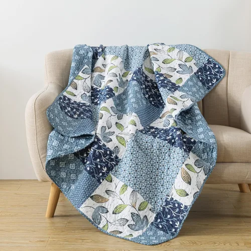 Vista 12 de SLPR All is Bright 50" x 60" Manta acolchada, manta ligera de verano con diseño de patchwork colorido para sofá y cama, manta de regazo