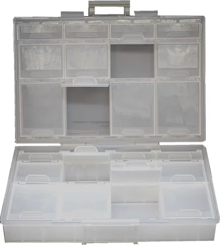 Vista 17 de AideTek medio transparente CAJA-ALL-24 piezas pequeñas cuentas papelería joyero organizador para piezas clasificadas 3 tamaños 24 compartimentos