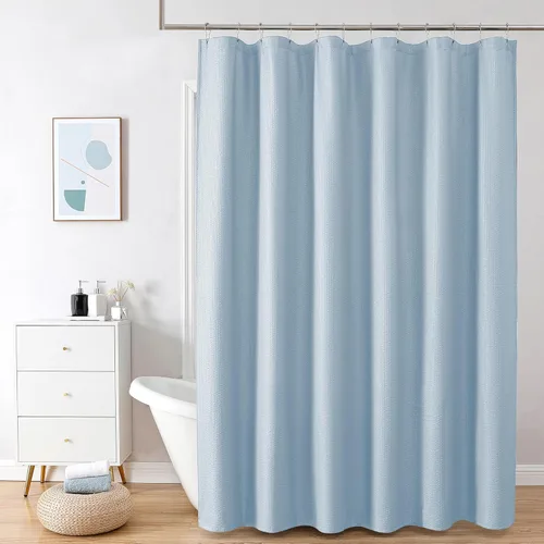 Vista 27 de OVZME Cortina de ducha de tela Berry Stall de 36 x 72 pulgadas, suave y gofre, pequeña cortina de ducha negra para baño con textura para un