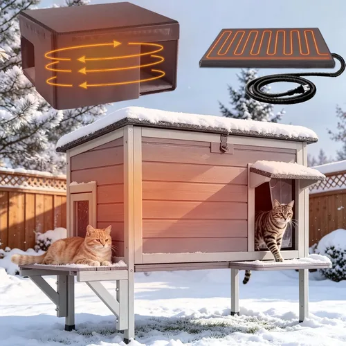 Vista 11 de GUTINNEEN Heated Outdoor Cat House Weatherproof, Insulated Liner, Outside