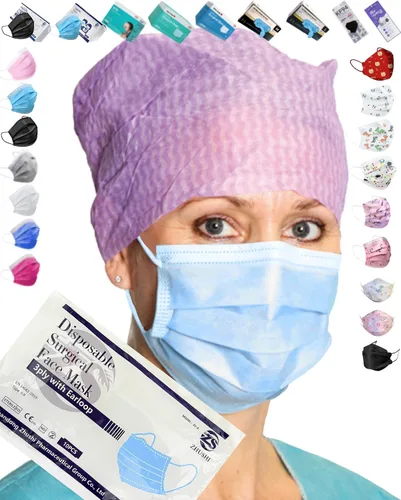 Vista 3 de Disposable Face Masks Blue/Black/White/Pink/Pattern for General Use & Medical Grade Astm Level 2 (Group 004)