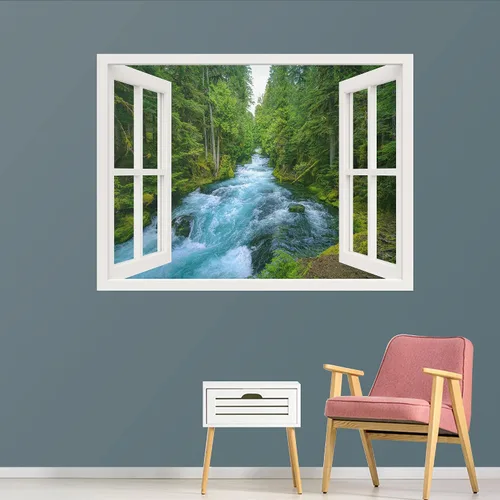 Vista 15 de IDEA4WALL Murales de pared para dormitorio, vista de ventana falsa, bosque, papel tapiz extraíble, calcomanías de pared para despegar y pegar, 24 x