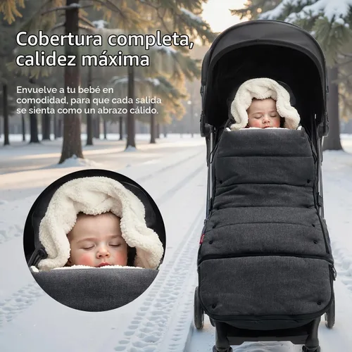 Vista 2 de Momcozy Universal Stroller Footmuff, Plush Weatherproof Bunting Bag