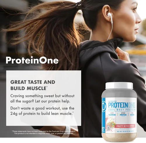 Vista 7 de NutraOne ProteinOne Whey Protein Promueve la recuperación y desarrolla músculo con un batido de proteínas en polvo para hombres y mujeres