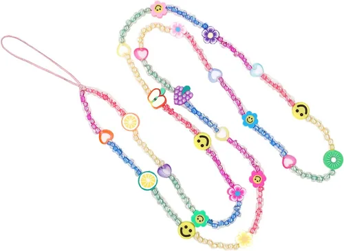 Vista 35 de Beaded Phone Charm Lanyard Strap Crossbody Fixed Beads Pearl Neck Chain