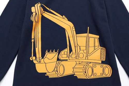 Vista 2 de Little Hand Pijamas de algodón para niños pequeños, conjunto de pijamas de manga larga para excavadora