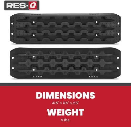 Vista 6 de RES-Q Tablas de recuperación de 42 pulgadas, color negro, se venden en pares, máxima tracción, patrón agresivo de banda de rodadura y tacos