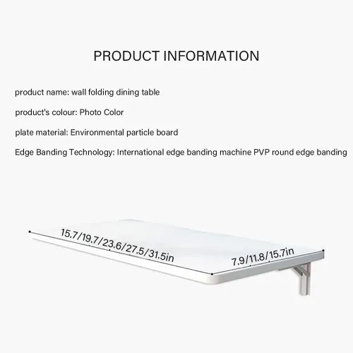 Vista 2 de Mesas plegables, banco de trabajo plegable para montar en la pared, mesa de madera montada en la pared, soporte resistente, mesa de pared estable