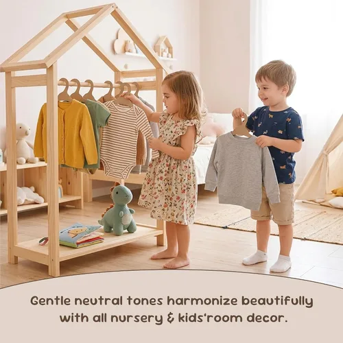 Vista 2 de Perchas de cartón, perchas de cartón respetuosas con el medio ambiente, 32 piezas de perchas para bebés, duraderas, perchas de madera para bebés