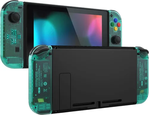 Vista 4 de eXtremeRate Carcasa de mando de mano Joycon verde esmeralda versión D-Pad con botones coloridos funda de repuesto para Nintendo Switch y Switch OLED
