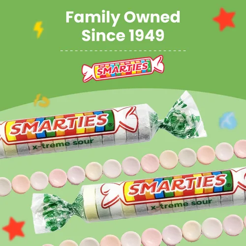 Vista 3 de Smarties X-treme Sour Candies - Caramelos agrios sin gluten, sin maní, sin lácteos, perfectos para fiestas, mezclas de dulces y Halloween, dulces a