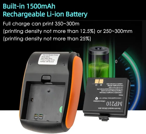 Vista 6 de Impresora portátil de recibos, 2.283 in Mini BT Impresora térmica USB Impresora Móvil, Compatible con Android para Sistema para Restaurantes