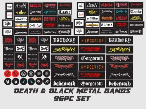 Vista 2 de Adhesivos para parachoques/ventanas para RC Rock Crawler a escala 1/10 – Elige entre 2 estilos – Bandas de metal pesado o muerte – para: Axial RC4WD