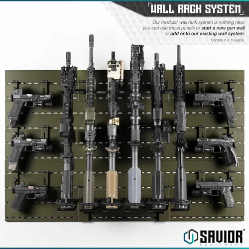 Vista 2 de Savior Equipment Sistema de rack de pared de acero resistente, paneles de pared de acero resistente, almacenamiento de montaje en pared, 5 o 10 Gris