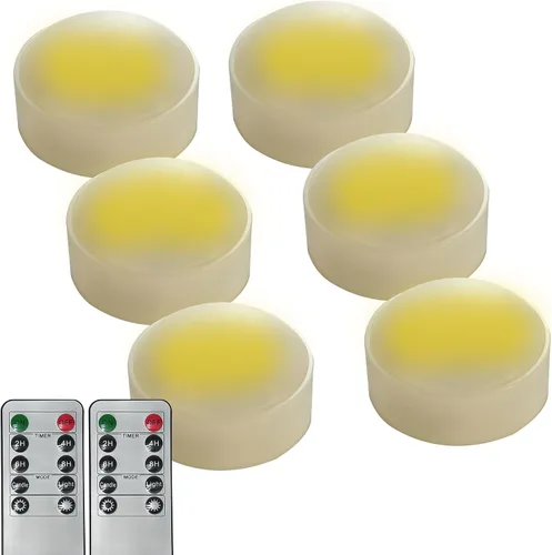 Vista 5 de Magiq Paquete de 6 luces LED de calabaza de Halloween con control remoto y temporizador, color naranja, parpadeante, funciona con pilas, velas