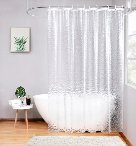 Vista 22 de AooHome Eva - Forro de ducha pequeño de 36 x 72 pulgadas, cortina de baño transparente de calibre 8 con ganchos, imanes inferiores, impermeable