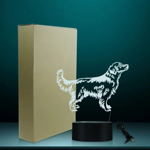 Vista 9 de The Geeky Days 3D Golden Retriever Perro LED Luz de Noche Lámpara de Escritorio para Mascotas Iluminación Decorativa Cachorro Luz Soñoliento Perro