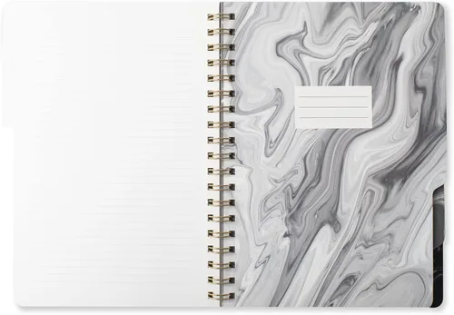 Vista 3 de Fringe Studio - Cuaderno de pestañas grandes, color gris mármol, cubierta flexible de tapa blanda, rayas universitarias, 5 divisores