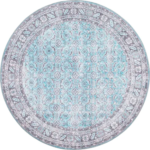 Vista 11 de Unique Loom Revival Collection - Alfombra tradicional con borde de medallón azul/negro (2 pies x 6 pies)