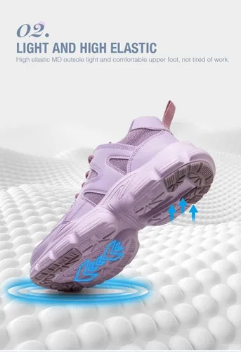 Vista 7 de MENGYUXIN Zapatos de seguridad para mujer, botas de seguridad de trabajo con punta de acero, zapatillas de trabajo transpirables, zapatos de trabajo