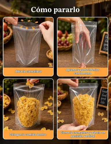 Vista 6 de FireKylin 100 piezas de bolsas resellables, bolsas de pie transparentes de 3.9" x 5.9", bolsas de almacenamiento de alimentos con cremallera