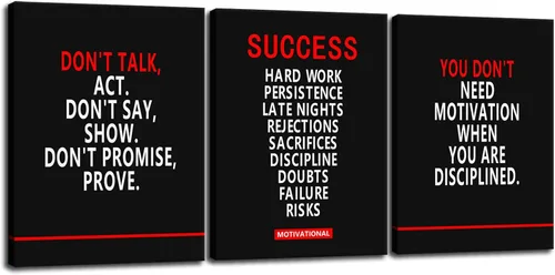 Vista 45 de Arte de Pared Motivacional 40 Razones para Entrenar 3 Piezas Pintura Impresión en Lienzo Decoración de Oficina Póster Mentalidad Millonaria