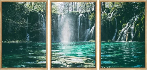 Vista 53 de SIGNWIN Lienzo enmarcado para pared, juego de arte nublado de tormenta, cielo, bosque otoñal, árboles, rústico, naturaleza, fotografía, realismo