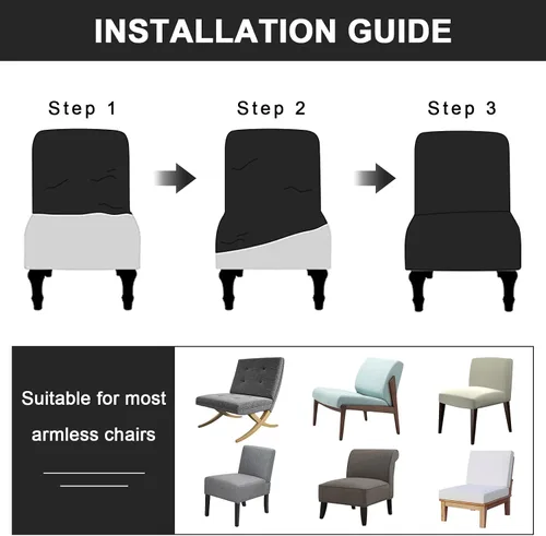 Vista 4 de GULI Funda para silla sin reposabrazos, funda de terciopelo elástico para silla de comedor, funda extraíble para silla con respaldo de ala y fundas