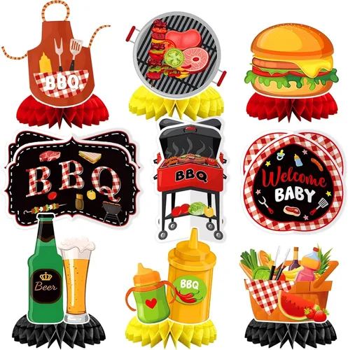 Vista 10 de JULMELON Paquete de 8 piezas de decoraciones de mesa para el 4 de julio, centros de mesa de panal, centros de mesa dobles de 3D para el 4 de julio