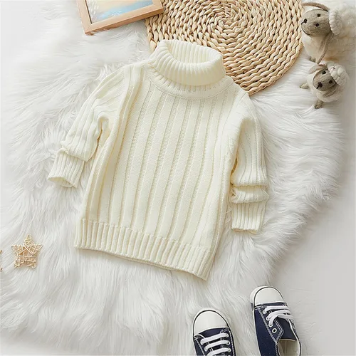 Vista 6 de PATPAT Baby Pullover Turtleneck Knitted Sweater Long Sleeve Solid Color Infant Fall Winter Warm Clothes