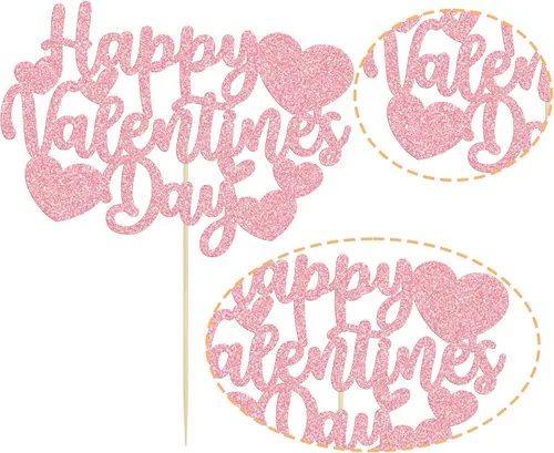 Vista 103 de Ephlyn 24 adornos para cupcakes con purpurina para el día de San Valentín, dulce amor, corazón, día de San Valentín, decoración para cupcakes