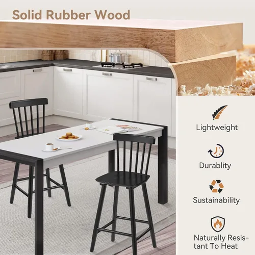 Vista 3 de LUE BONA Windsor - Juego de 2 taburetes de bar de madera para isla de cocina, estilo casa de campo de 24 pulgadas de altura de mostrador, sillas