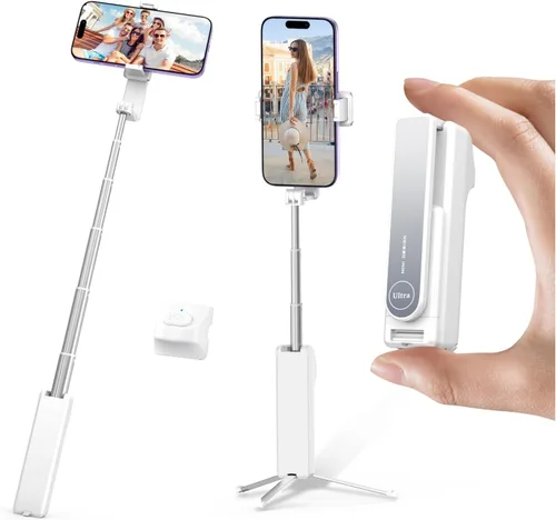 Vista 7 de yAyusi Mini trípode extensible para selfie stick con control remoto, trípode portátil de tamaño de bolsillo para iPhone, pequeño y compacto